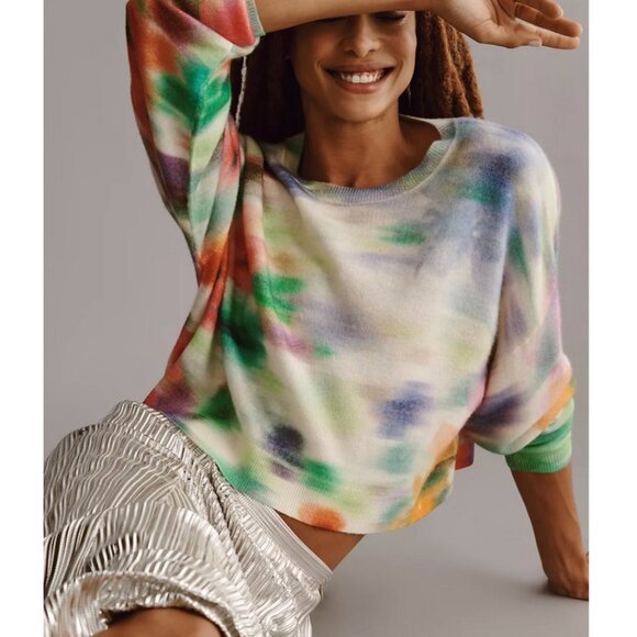 Anthropologie The Alani Cropped Cashmere Tie-Dye Sweater Small